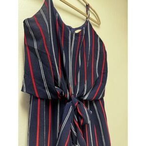 Monteau Red, White & Blue Striped Wide Leg Jumpsuit in Size Medium